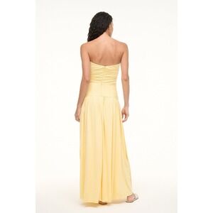 NWT STAUD Mariana Strapless Mesh Dress Pale Honey Butter Yellow Maxi Drop Waist